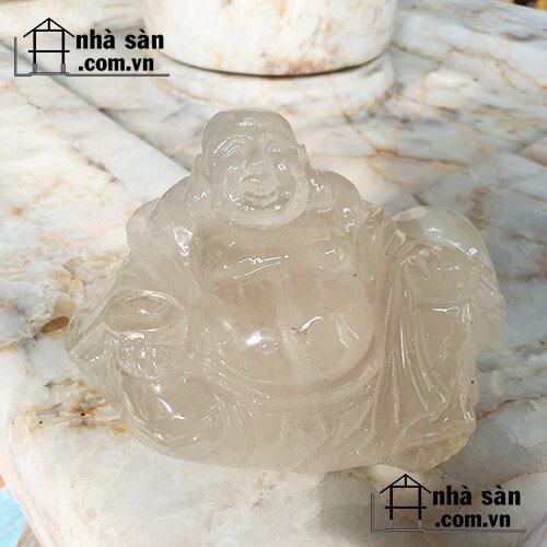 Tượng Phật Di Lạc Đá Thạch Anh Tinh Thể Trắng