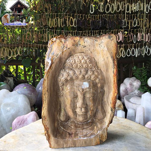 Tượng Phật Thích Ca gỗ hóa thạch tự nhiên 